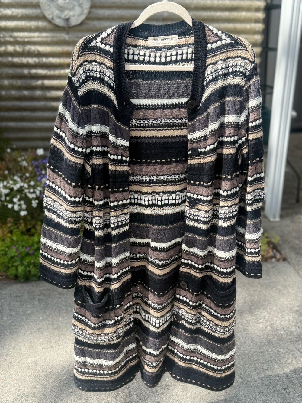 Anthropologie Aldomartins Jacquard Long Sweater Coat Cardigan Small